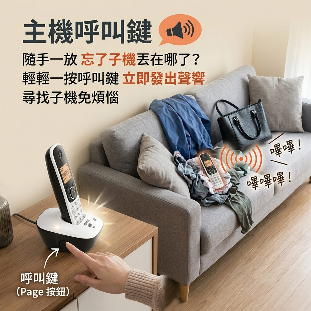 SAMPO 聲寶2.4G雙子機數位無線電話子母電話機 CT-B301DL (兩色)-細節圖2