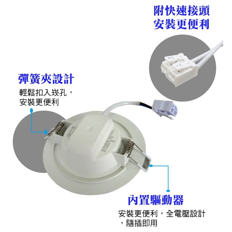 【奇亮科技】OSRAM 歐司朗 6W LED崁燈 崁孔9.5公分9.5cm 漢堡燈 嵌燈 全電壓 附快速接頭 含稅-細節圖2