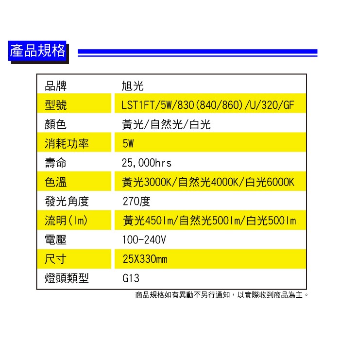 【奇亮科技】旭光 T8 LED 1尺 燈管 5W 一尺 玻璃燈管全電壓 日光燈管 白光 黃光 自然光 含稅特價-細節圖4