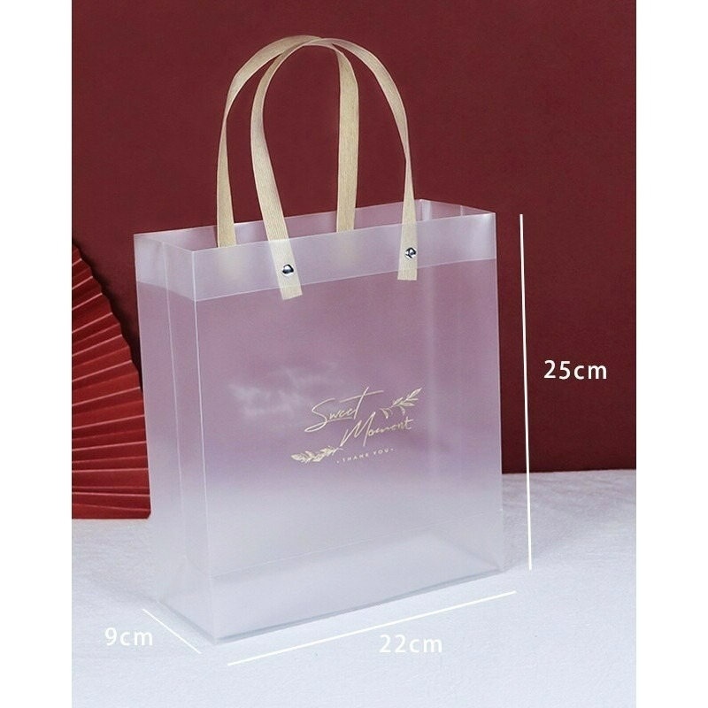 （現貨）好了好樂享生活-英文磨砂手提袋 英文磨砂袋 透明手提袋 禮物手提袋 禮品袋 生日禮物 送禮 交換禮物 簡約 提袋-細節圖4