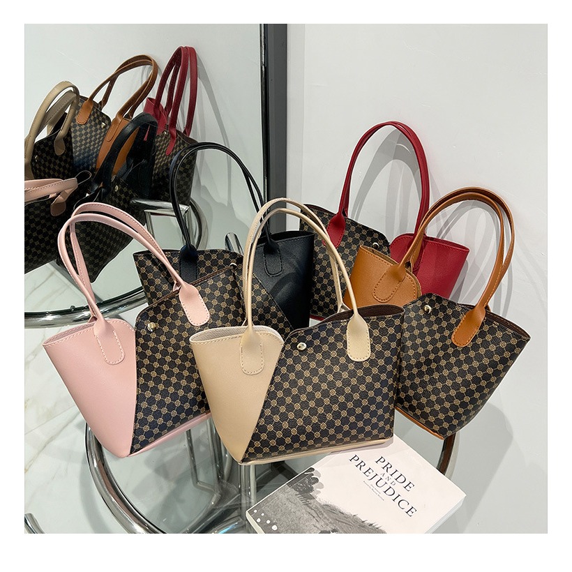 通通現貨99元 撞色手提包 花紋女包 買菜包 購物包 水桶包-細節圖3