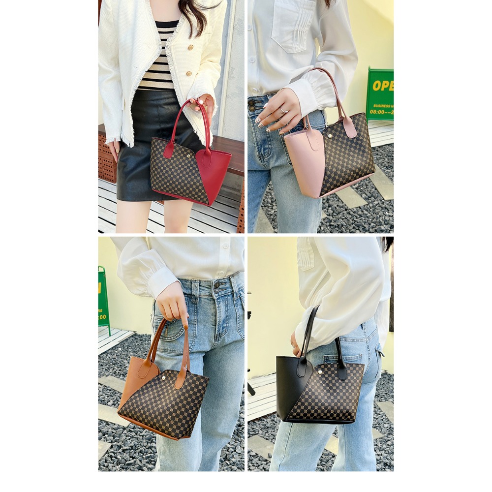 通通現貨99元 撞色手提包 花紋女包 買菜包 購物包 水桶包-細節圖4