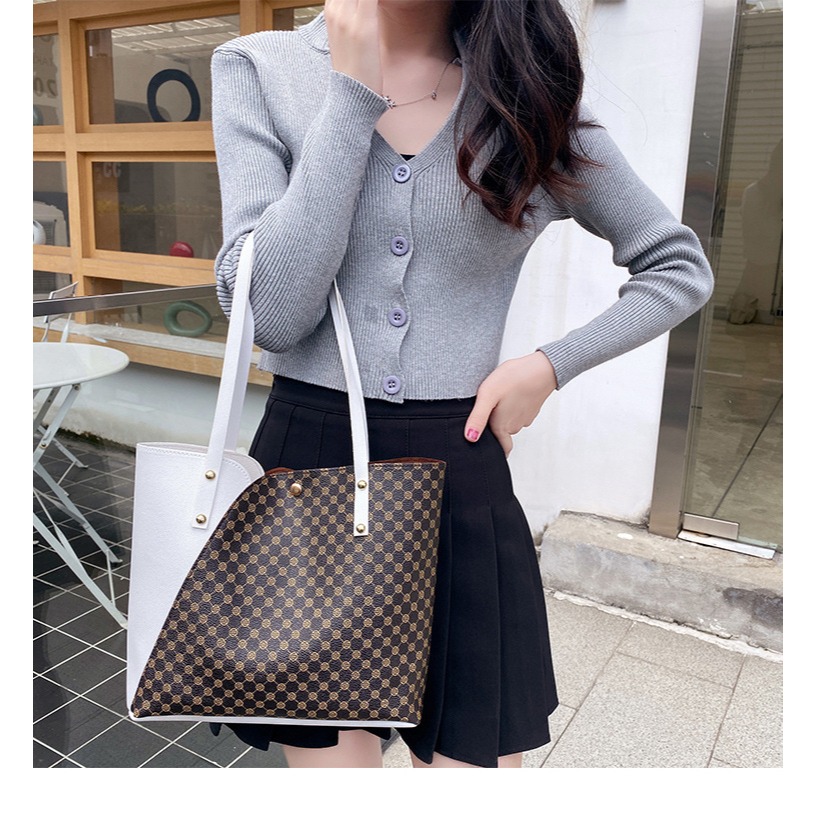 通通現貨99元 時尚撞色托特包 女手提包 肩背包-細節圖3