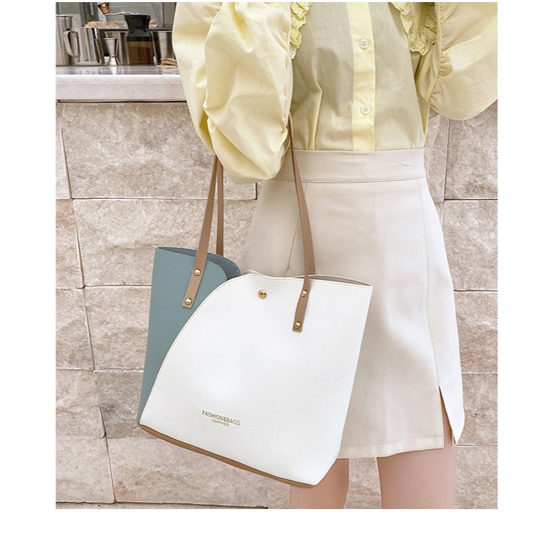 通通現貨99元 時尚撞色托特包 女手提包 肩背包-細節圖5