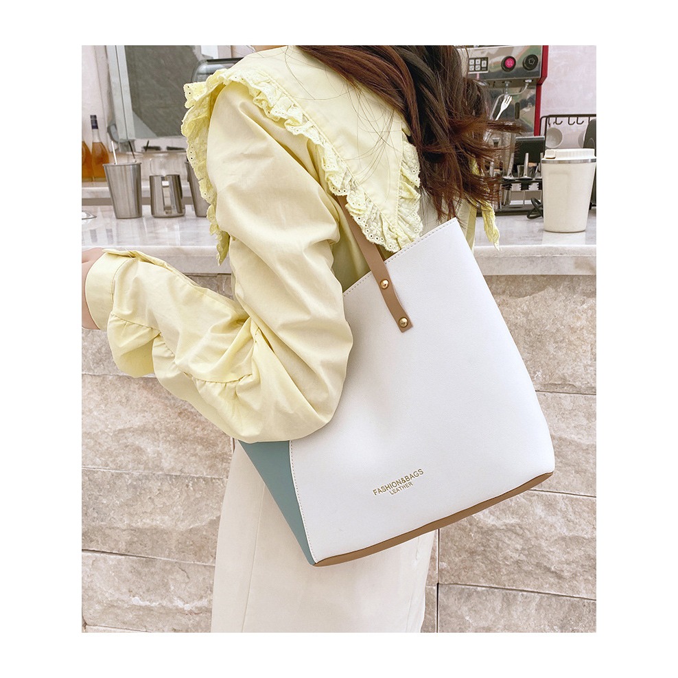 通通現貨99元 時尚撞色托特包 女手提包 肩背包-細節圖6