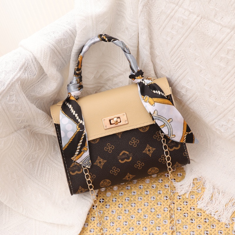 通通現貨99元 清新甜美女用小方包 凱莉包 印花絲巾肩背包 手提包-規格圖5