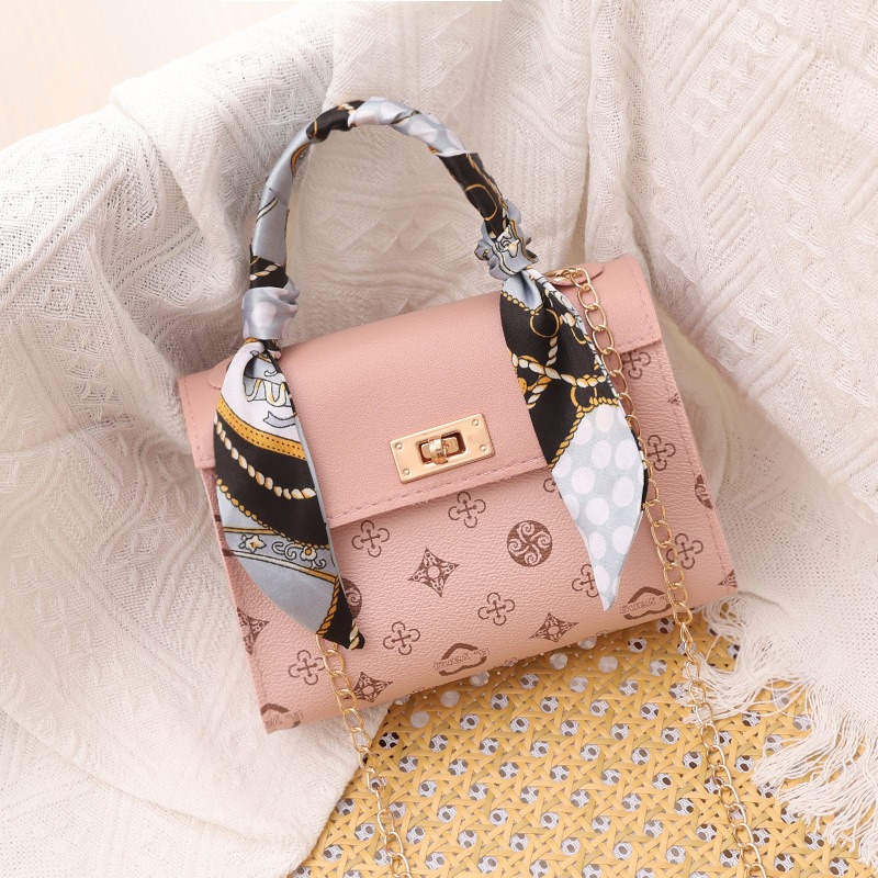 通通現貨99元 清新甜美女用小方包 凱莉包 印花絲巾肩背包 手提包-規格圖5