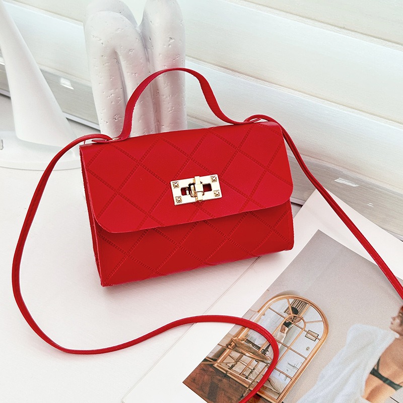 通通現貨99元 壓花菱格小方包 時尚女包 肩斜背包-規格圖4