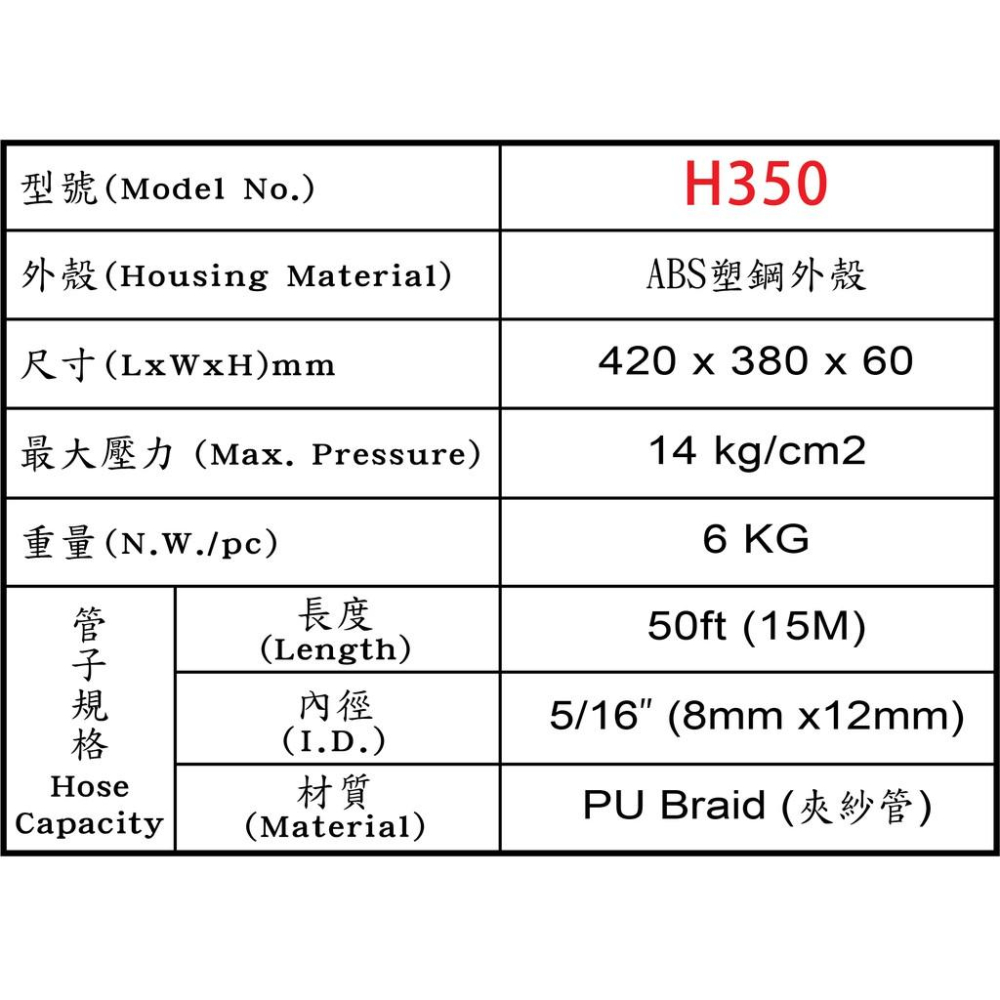 H350 15米 日本自動收管器、自動收線空壓管、輪座、風管、空壓管、空壓機風管、捲管輪、PU夾紗管、SHR35N-細節圖3