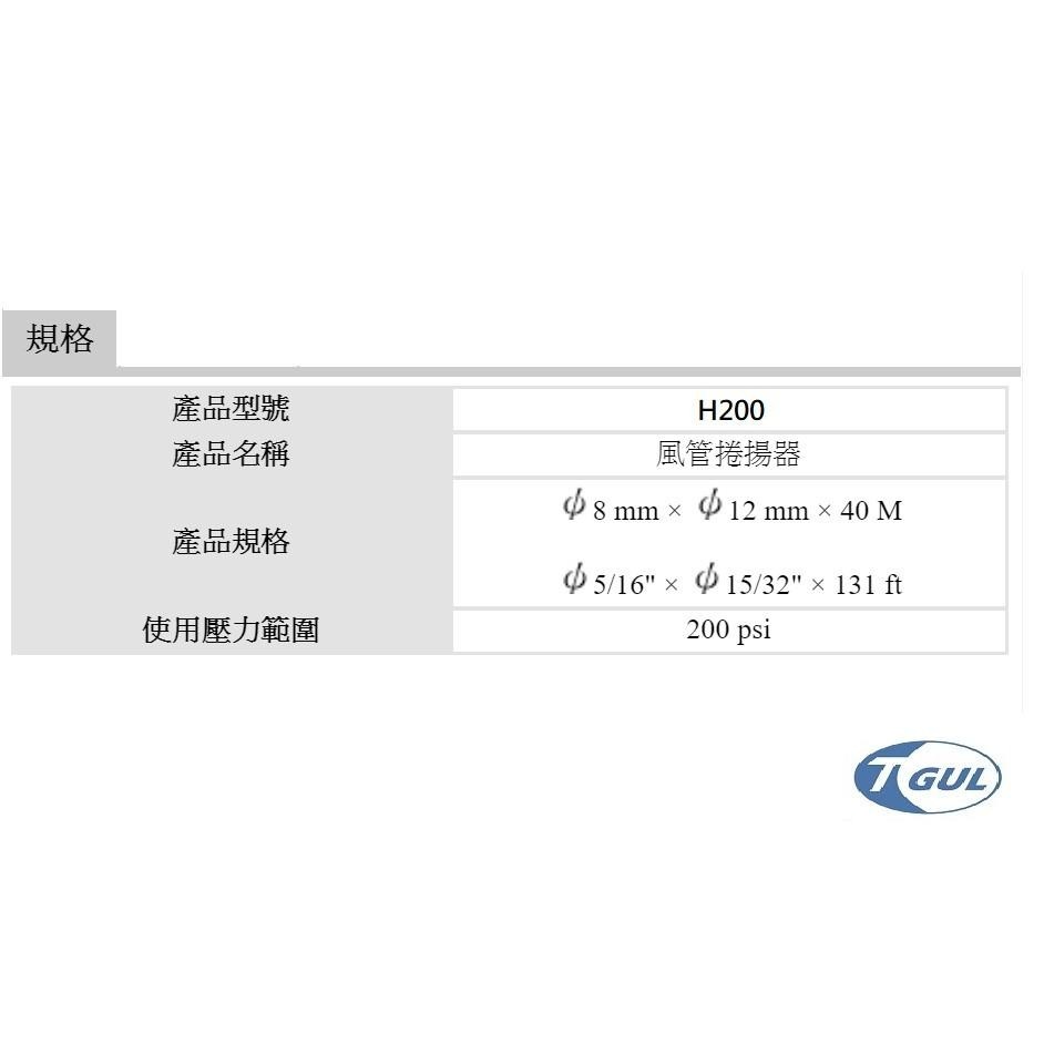 H200 40米 手動收管器、風管、空壓機風管、空壓管、氣壓管、高壓管、包紗管、PU夾紗管、捲管輪、風管輪、HR200H-細節圖3