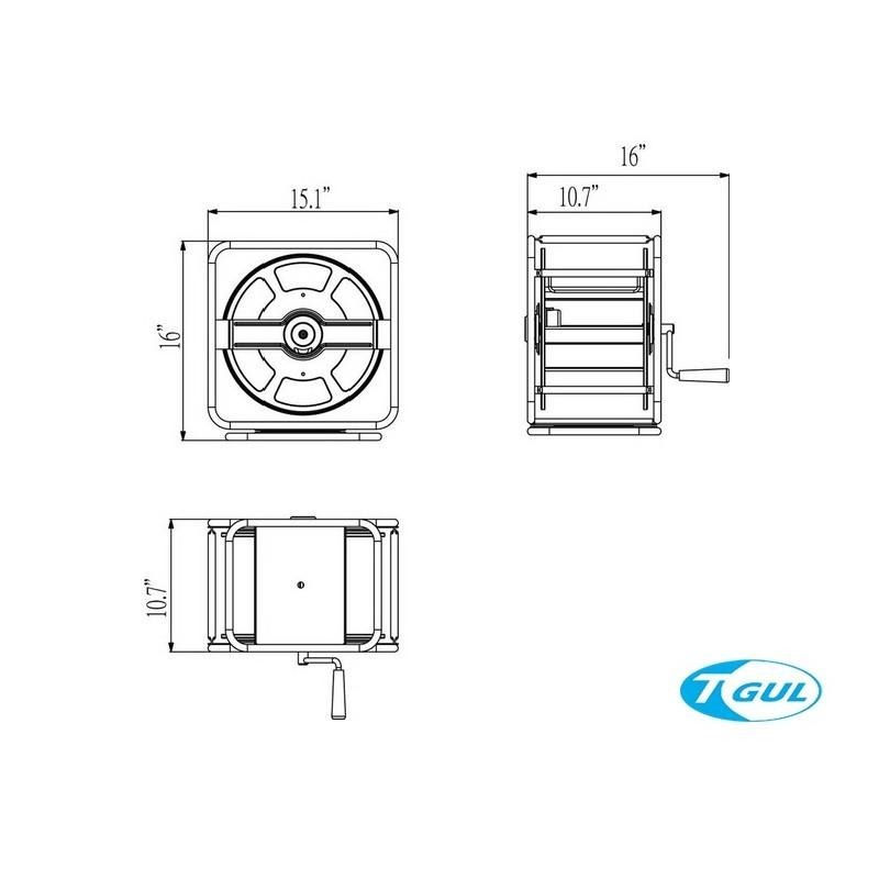 H300 40米 手動可旋轉收管器、風管、空壓機風管、空壓管、氣壓管、高壓管、PU夾紗管、捲管輪、風管輪、HR300H-細節圖2
