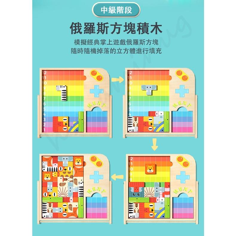 【24H台北出貨】正品 Onshine 俄羅斯方塊 3D 立體 積木拼圖 動物認知 兒童禮物 木頭 邏輯思維 兒童禮物-細節圖4