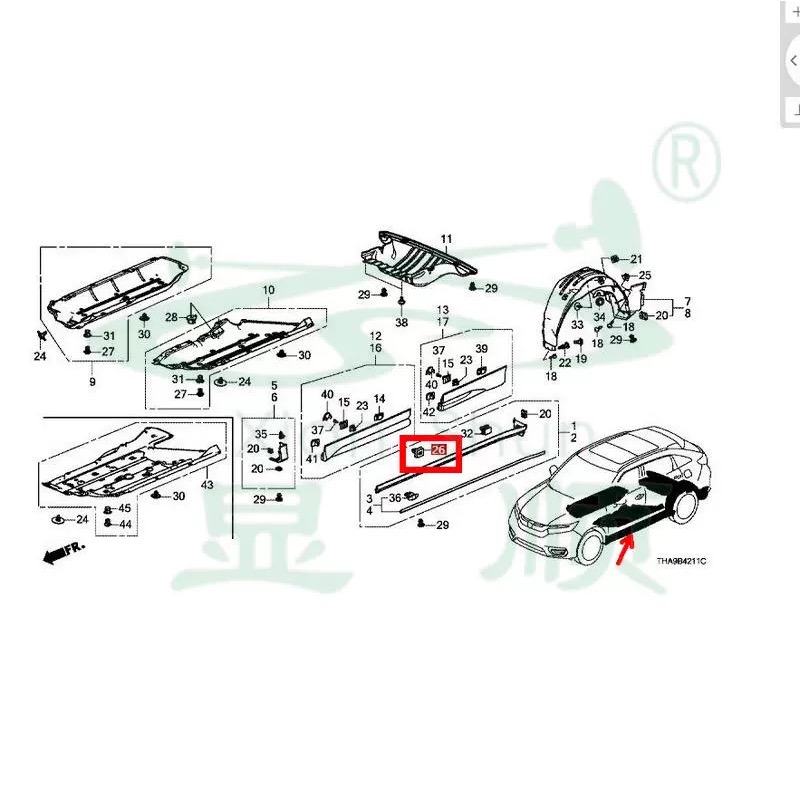 (4個) 適用於 本田 側裙 防擦護板 POM卡扣-細節圖4