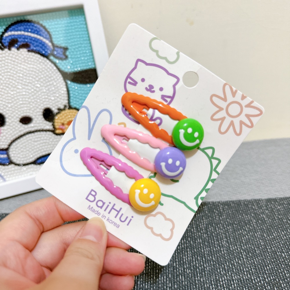 《髮飾》韓版微笑髮夾BB夾3入組·4款 現貨實拍-細節圖2