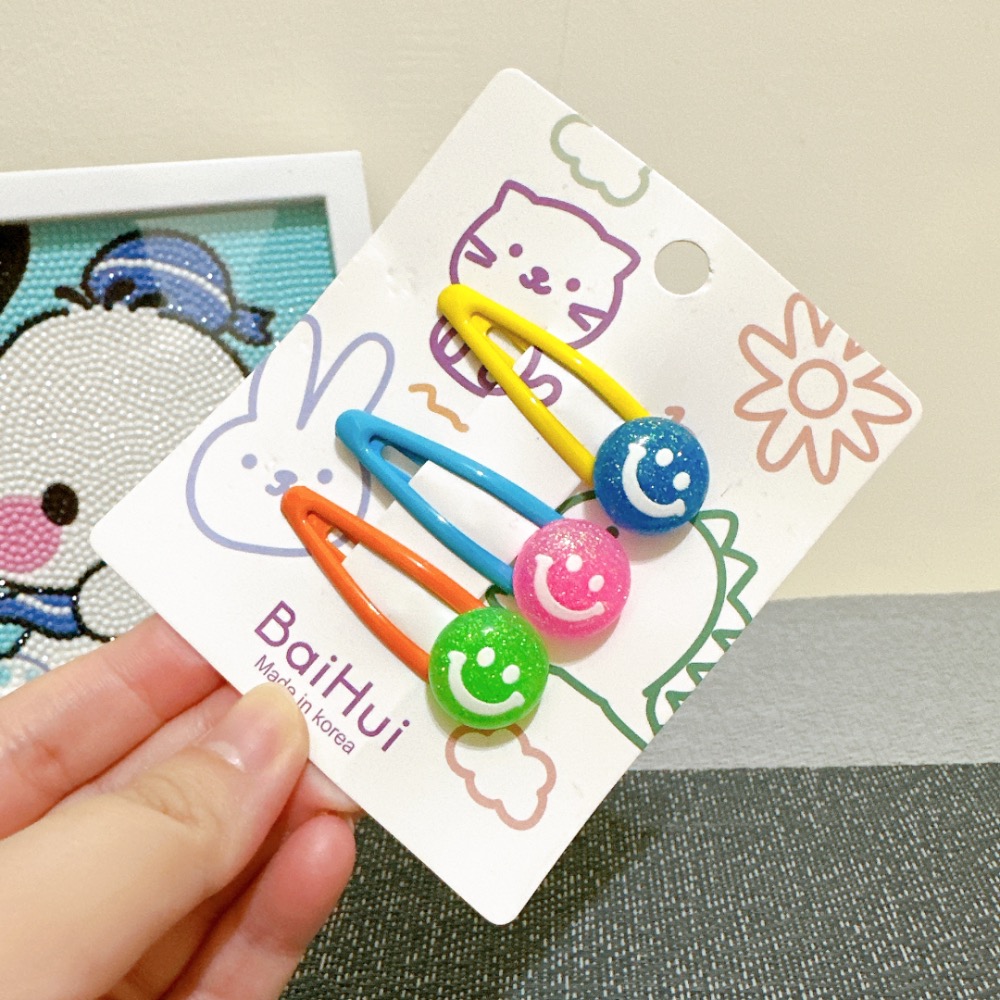 《髮飾》韓版微笑髮夾BB夾3入組·4款 現貨實拍-細節圖5