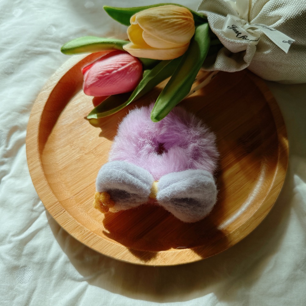 蝴蝶結毛毛髮圈［荳荳童心飾界］-細節圖2