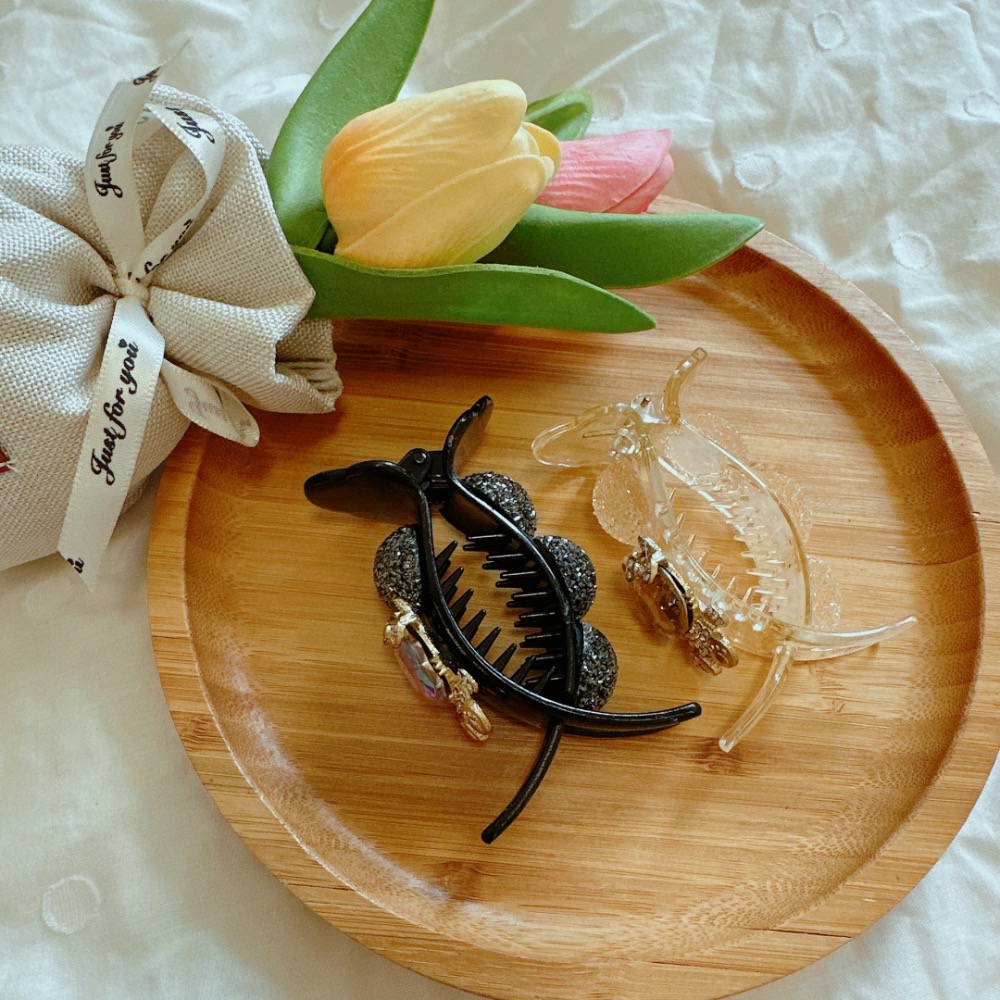 貓頭亮鑽雙面丸子夾［荳荳童心飾界］-細節圖3