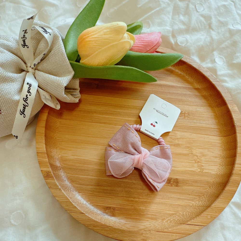 紗紗蝴蝶結髮圈［荳荳童心飾界］-規格圖5