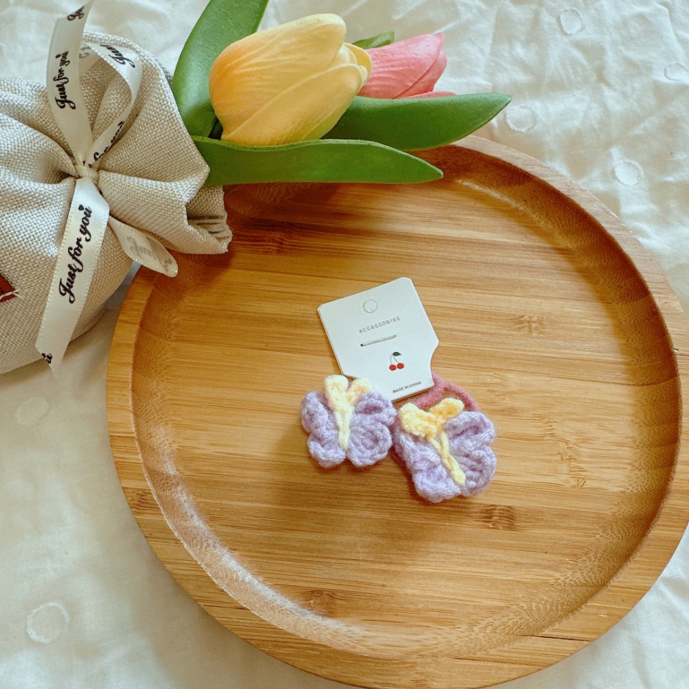 毛線編織蝴蝶髮圈［荳荳童心飾界］-規格圖5