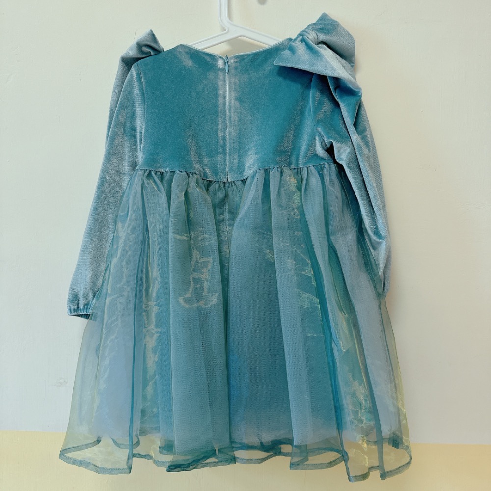 秋冬絲絨拼紗刺繡公主裙·100碼 現貨實拍［荳荳童心飾界］-細節圖2