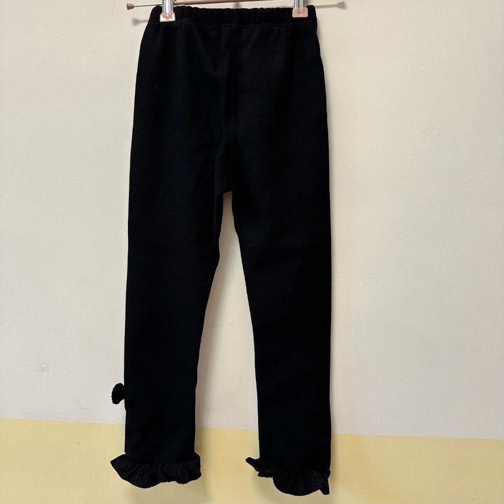 黑色蝴蝶結花邊加絨打底內搭長褲·130碼 現貨實拍［荳荳童心飾界］-細節圖2