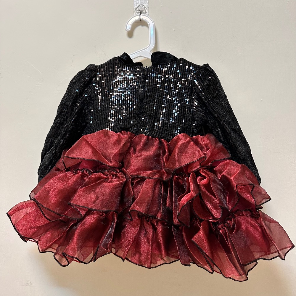 新中式亮片加絨蛋糕裙·100碼 現貨實拍［荳荳童心飾界］-細節圖2