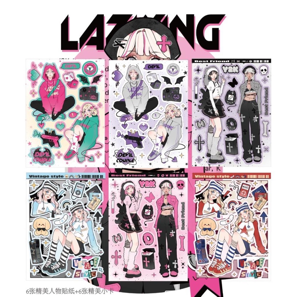 【湘湘小舖❤️】辣子星海莉人物貼紙甜亚女孩手帐咕卡贴纸咕本手账手机壳贴纸-細節圖2