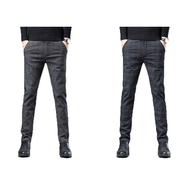 【AT 潮玩藝】 西裝褲 長褲 褲子 男生褲子 黑色褲子 直筒褲 男生西裝褲 韓系格子休閒褲 工作褲 1950-細節圖4