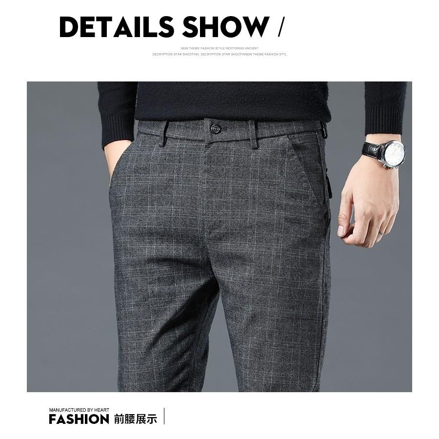 【AT 潮玩藝】 西裝褲 長褲 褲子 男生褲子 黑色褲子 直筒褲 男生西裝褲 韓系格子休閒褲 工作褲 1950-細節圖5