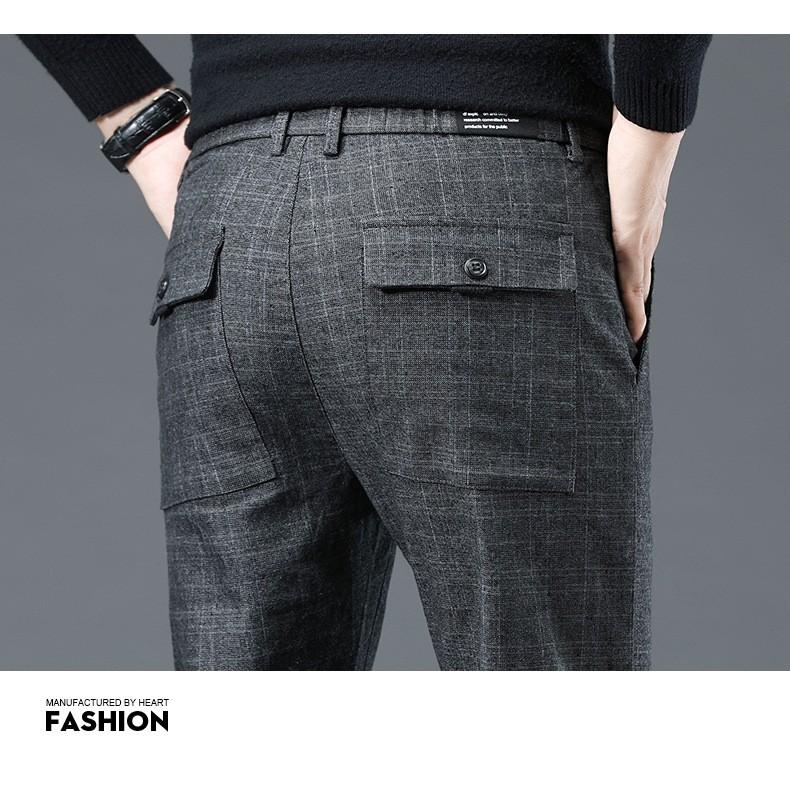 【AT 潮玩藝】 西裝褲 長褲 褲子 男生褲子 黑色褲子 直筒褲 男生西裝褲 韓系格子休閒褲 工作褲 1950-細節圖6