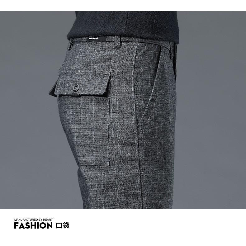 【AT 潮玩藝】 西裝褲 長褲 褲子 男生褲子 黑色褲子 直筒褲 男生西裝褲 韓系格子休閒褲 工作褲 1950-細節圖8