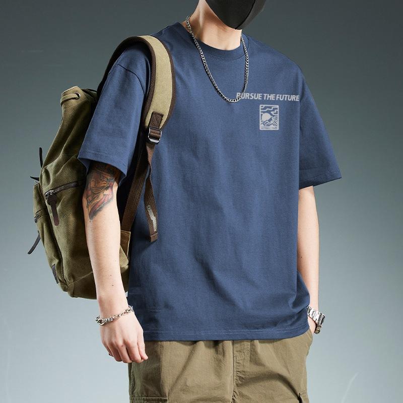 胸前山形日月LOGO 純棉t 潮流新款 情侶裝 微落肩款 短T 潮T  2165-細節圖2