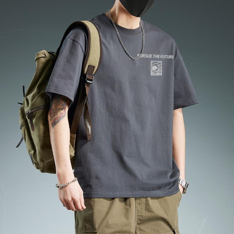 胸前山形日月LOGO 純棉t 潮流新款 情侶裝 微落肩款 短T 潮T  2165-細節圖4