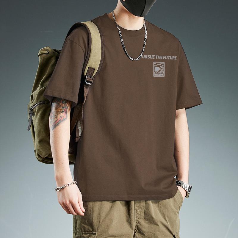 胸前山形日月LOGO 純棉t 潮流新款 情侶裝 微落肩款 短T 潮T  2165-細節圖7