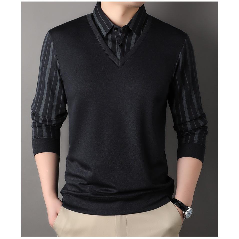 假兩件式 彈性透氣秋冬新款polo衫 秋季長袖polo衫 男款polo衫 長袖polo衫 ZG2611-細節圖6