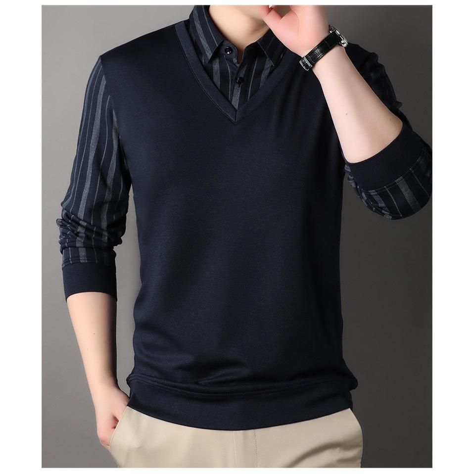 假兩件式 彈性透氣秋冬新款polo衫 秋季長袖polo衫 男款polo衫 長袖polo衫 ZG2611-細節圖7