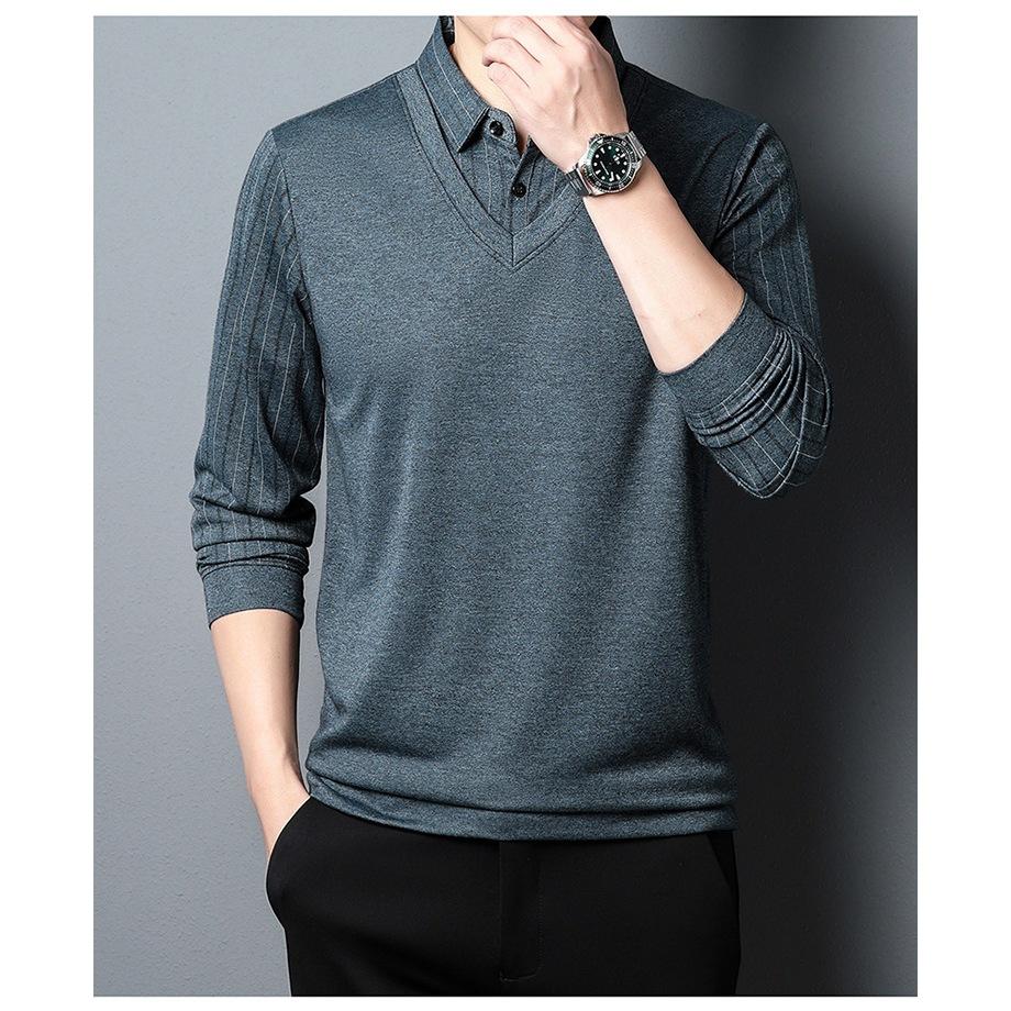 假兩件式 彈性透氣秋冬新款polo衫 秋季長袖polo衫 男款polo衫 長袖polo衫 ZG2305-細節圖6