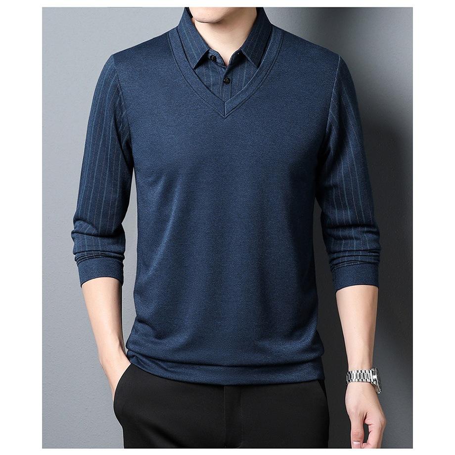 假兩件式 彈性透氣秋冬新款polo衫 秋季長袖polo衫 男款polo衫 長袖polo衫 ZG2305-細節圖7