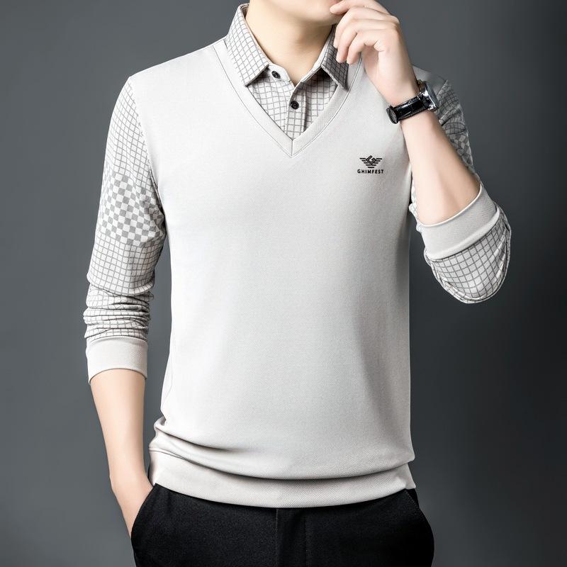 假兩件式格紋秋冬新款polo衫 秋季長袖polo衫 男款polo衫 長袖polo衫 2504-細節圖5