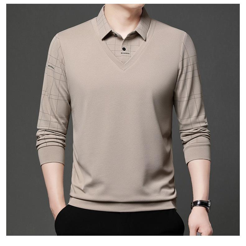 假兩件式格紋翻領 秋冬新款polo衫  秋季長袖polo衫 男款polo衫 長袖polo衫 1117-細節圖8