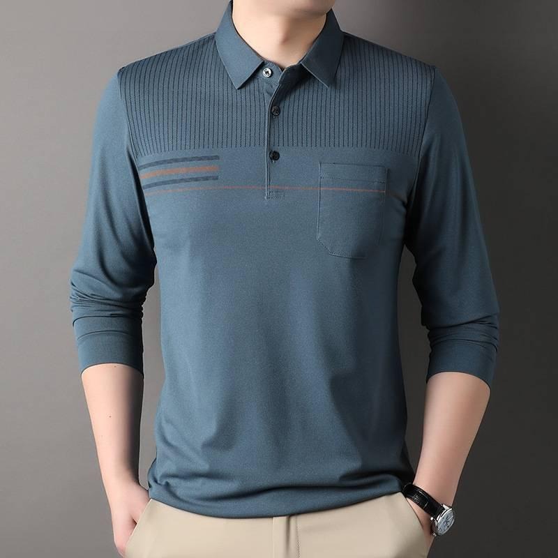 長袖polo衫 秋冬 簡約 polo衫 長袖男 男長袖 刺繡 條紋 bb24-細節圖6