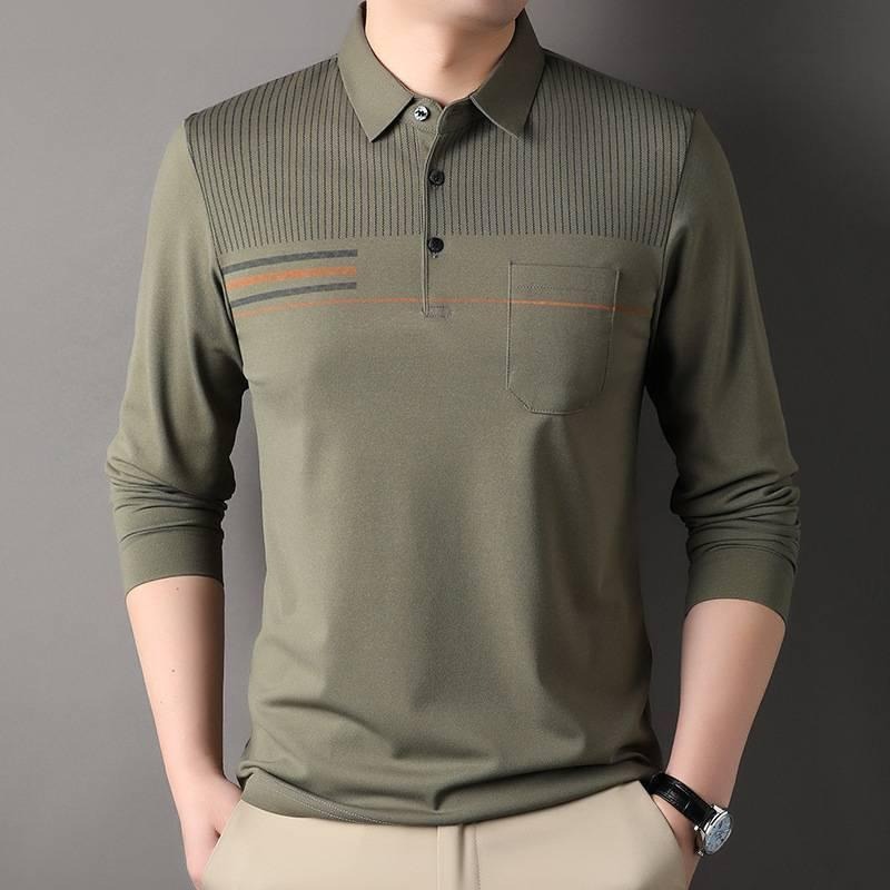 長袖polo衫 秋冬 簡約 polo衫 長袖男 男長袖 刺繡 條紋 bb24-細節圖7