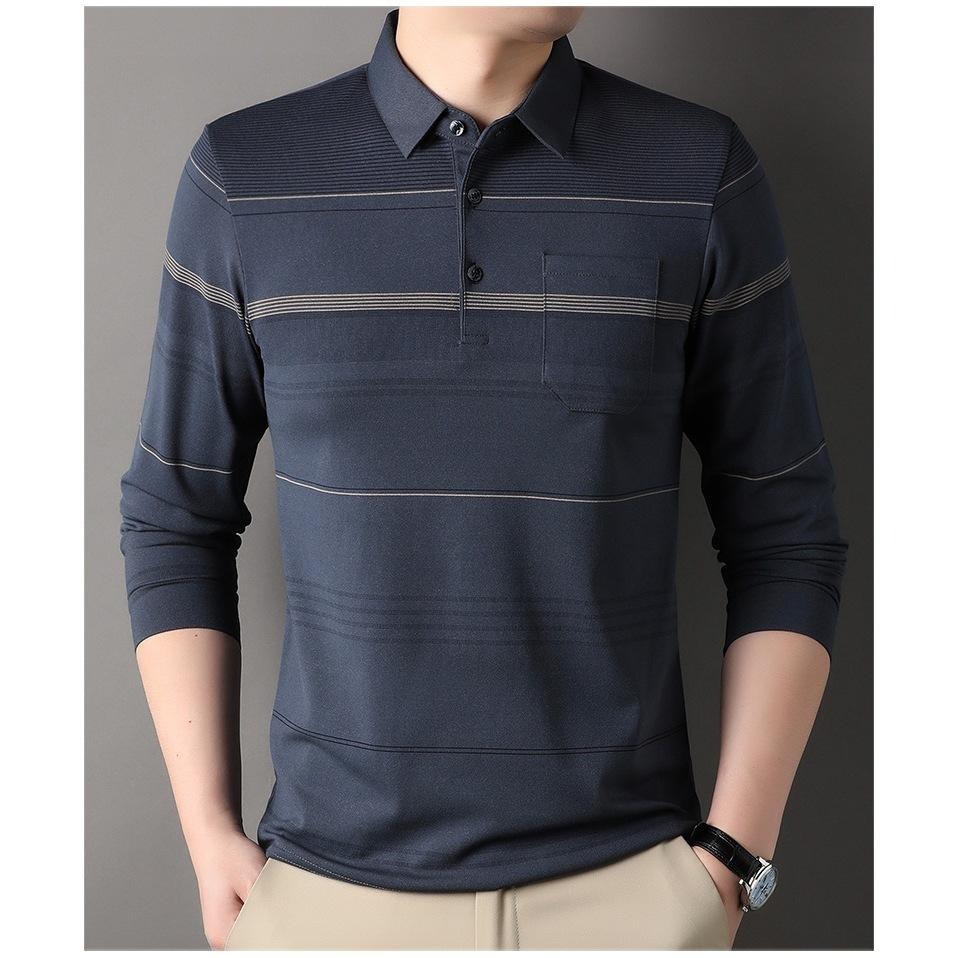 長袖polo衫 秋冬 簡約 polo衫 長袖男 男長袖 刺繡 條紋 bb24-細節圖8