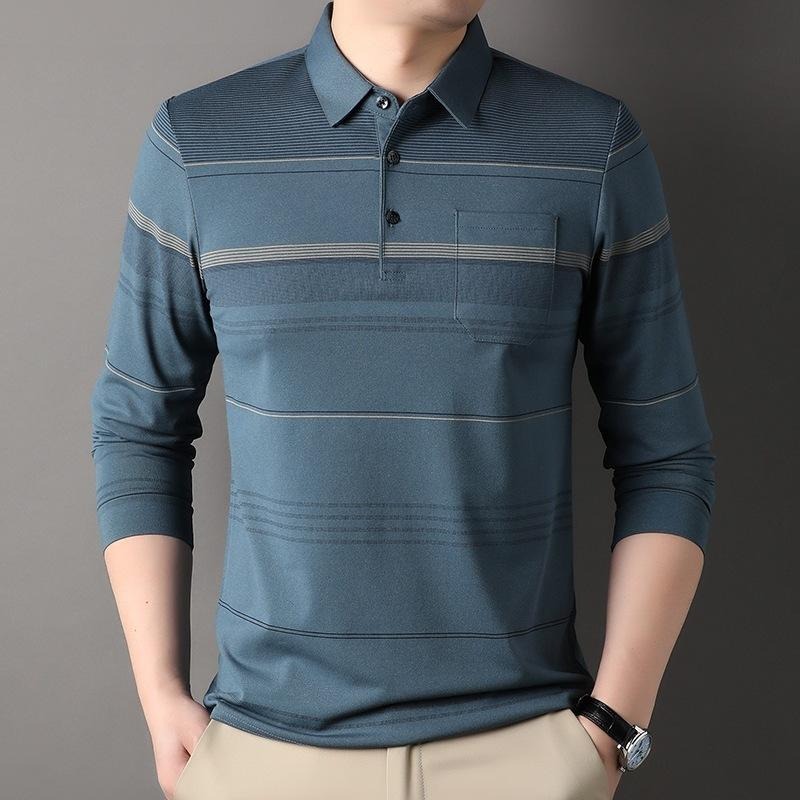 長袖polo衫 秋冬 簡約 polo衫 長袖男 男長袖 刺繡 條紋 bb24-細節圖9