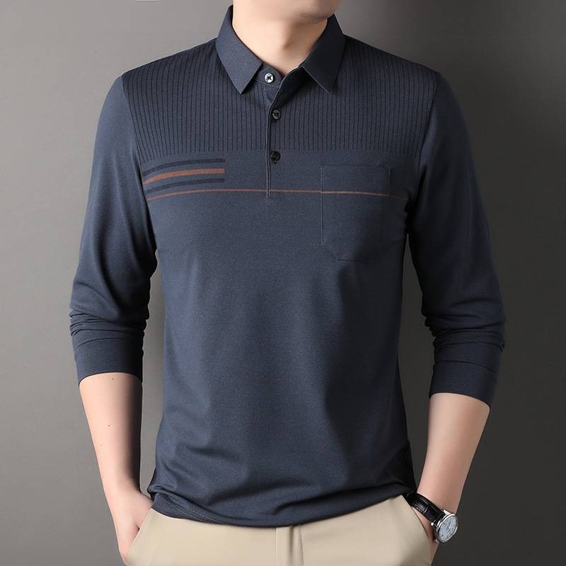 長袖polo衫 秋冬 簡約 polo衫 長袖男 男長袖 刺繡 條紋 bb24-規格圖9