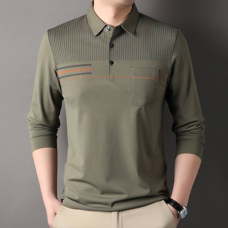 長袖polo衫 秋冬 簡約 polo衫 長袖男 男長袖 刺繡 條紋 bb24-規格圖9