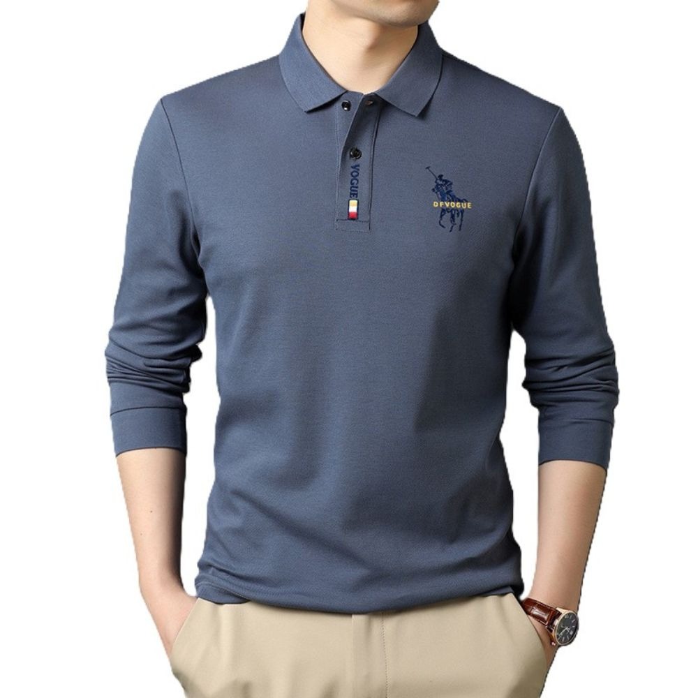 長袖polo衫 秋冬 簡約 polo衫 長袖男 男長袖 刺繡 條紋 bb24-規格圖9