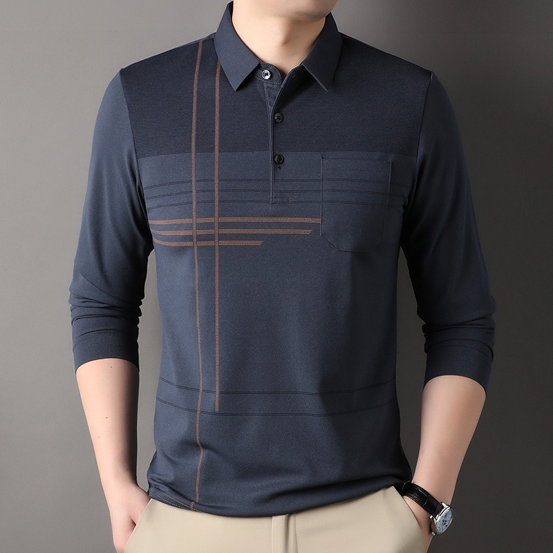長袖polo衫 秋冬 簡約 polo衫 長袖男 男長袖 刺繡 條紋 bb24-規格圖9