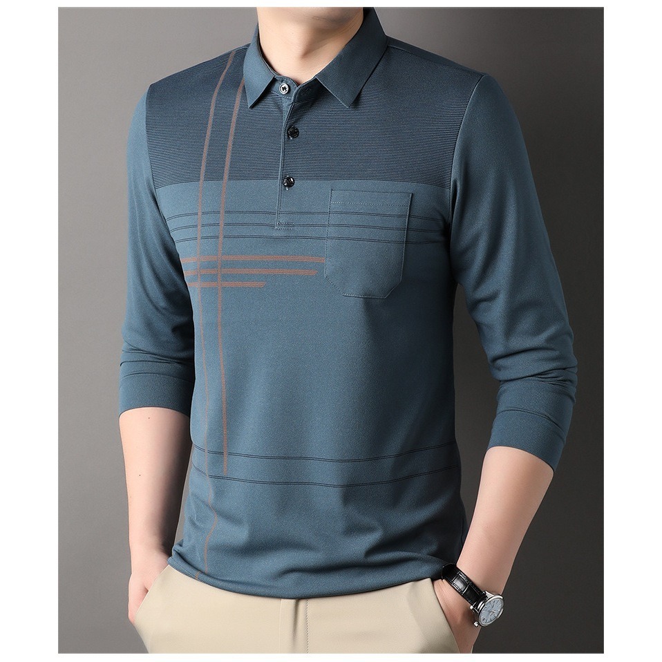 長袖polo衫 秋冬 簡約 polo衫 長袖男 男長袖 刺繡 條紋 bb24-規格圖9