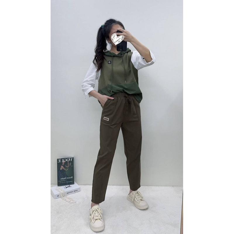 AT|女裝 高雄現貨 隔日到貨 超級彈力 皮標高磅萊卡褲 女彈力休閒褲-細節圖3